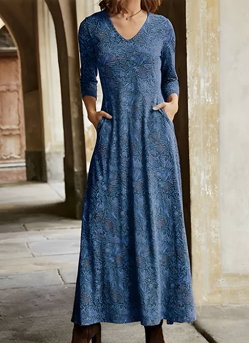 Sophie - Longue robe vintage à manches pour femmes