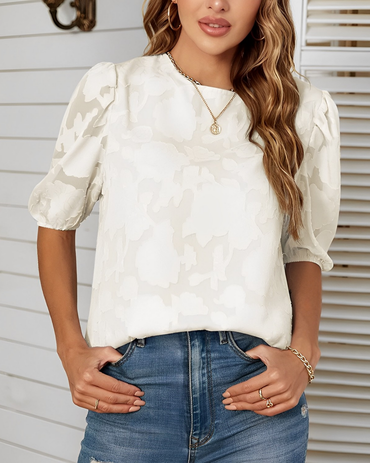 Lotus - Blouse en Chiffon avec Manches Ballon