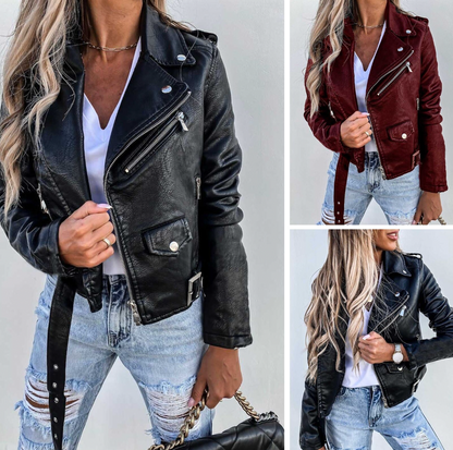 Ella - Elegant and timeless leather jacket for women.