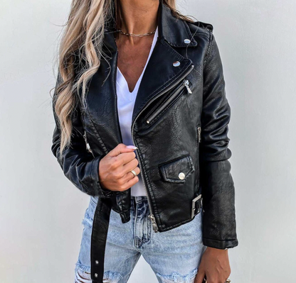 Ella - Elegant and timeless leather jacket for women.