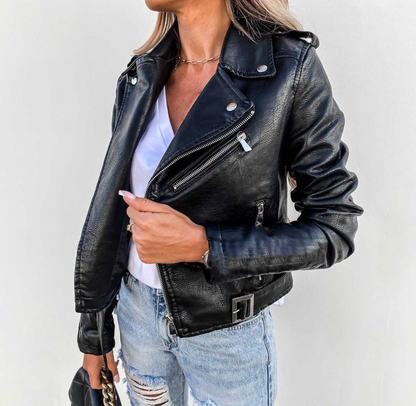 Ella - Elegant and timeless leather jacket for women.