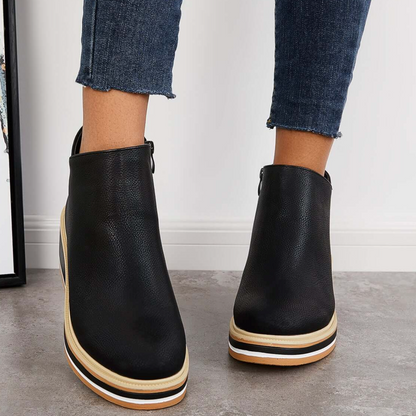 Rosanne - Jolies bottes en cuir avec fermeture éclair pour femmes