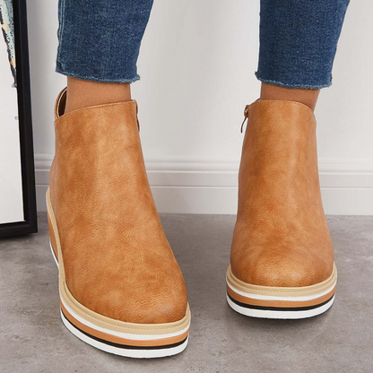 Rosanne - Jolies bottes en cuir avec fermeture éclair pour femmes