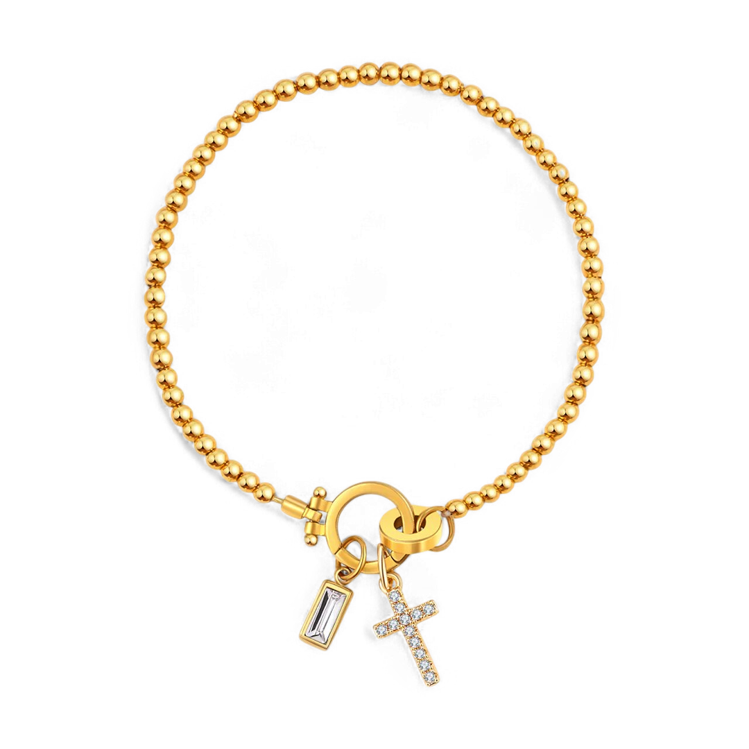 Eli – Bracelet de pierre de naissance avec pendentif en croix