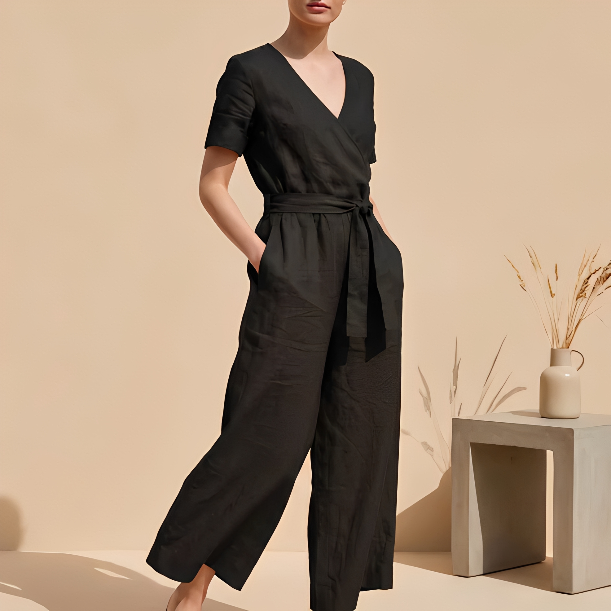 Charliya - Combinaison chic avec nœud sur le devant pour femme