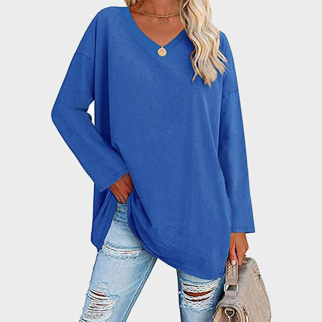Ania - Blouse chic à col en V et manches longues