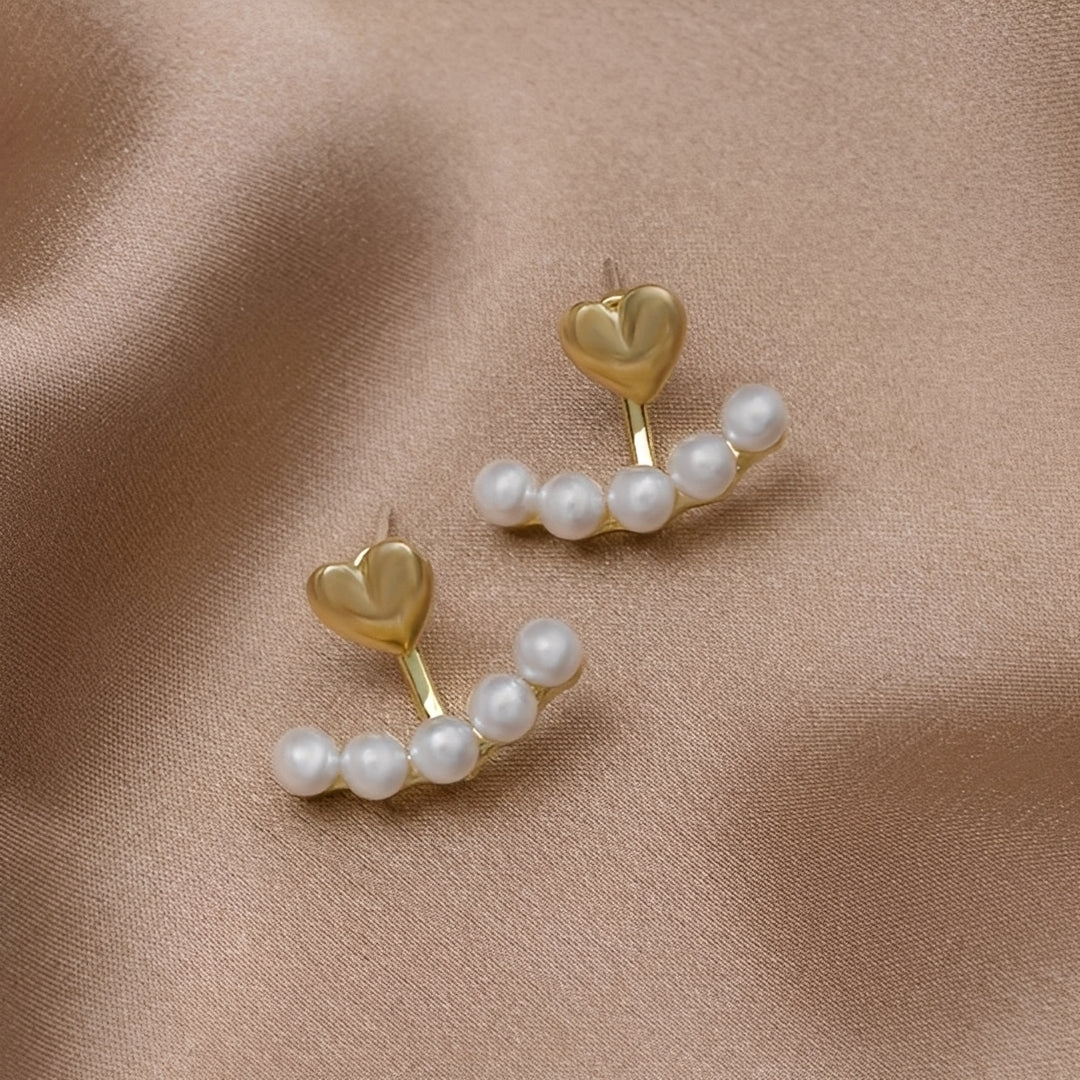 Avery – Boucles d'oreilles cœur doré avec perles