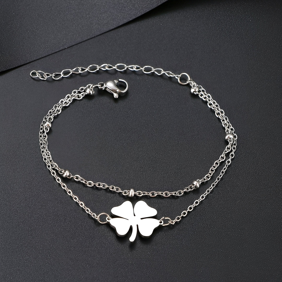 Sanya – Bracelet trèfle en or et argent