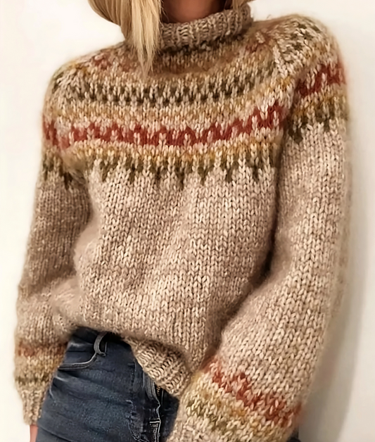 Oona - Comfortable sweater made of Icelandic wool with turtleneck collar