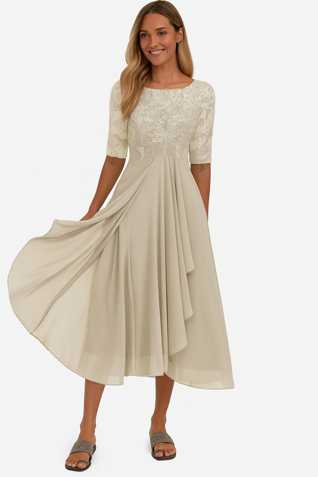 Ximena - Robe en Dentelle Élégante pour Femmes, Longueur Genoux