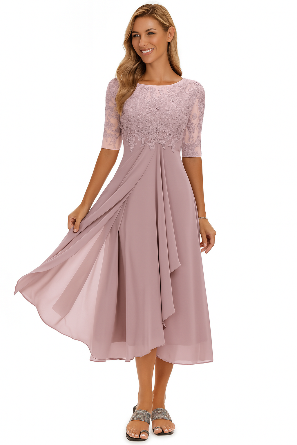 Ximena - Robe en Dentelle Élégante pour Femmes, Longueur Genoux