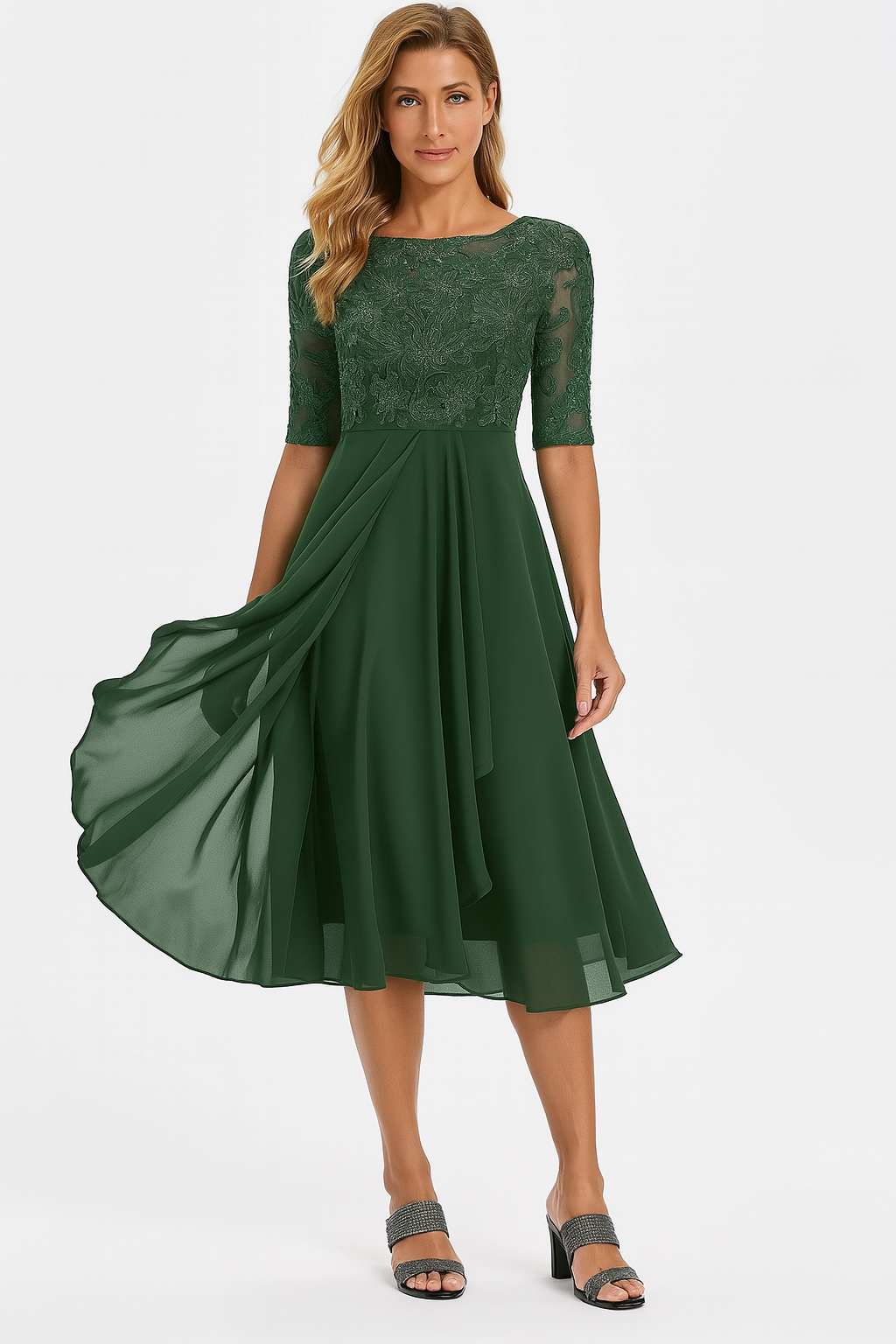 Ximena - Robe en Dentelle Élégante pour Femmes, Longueur Genoux