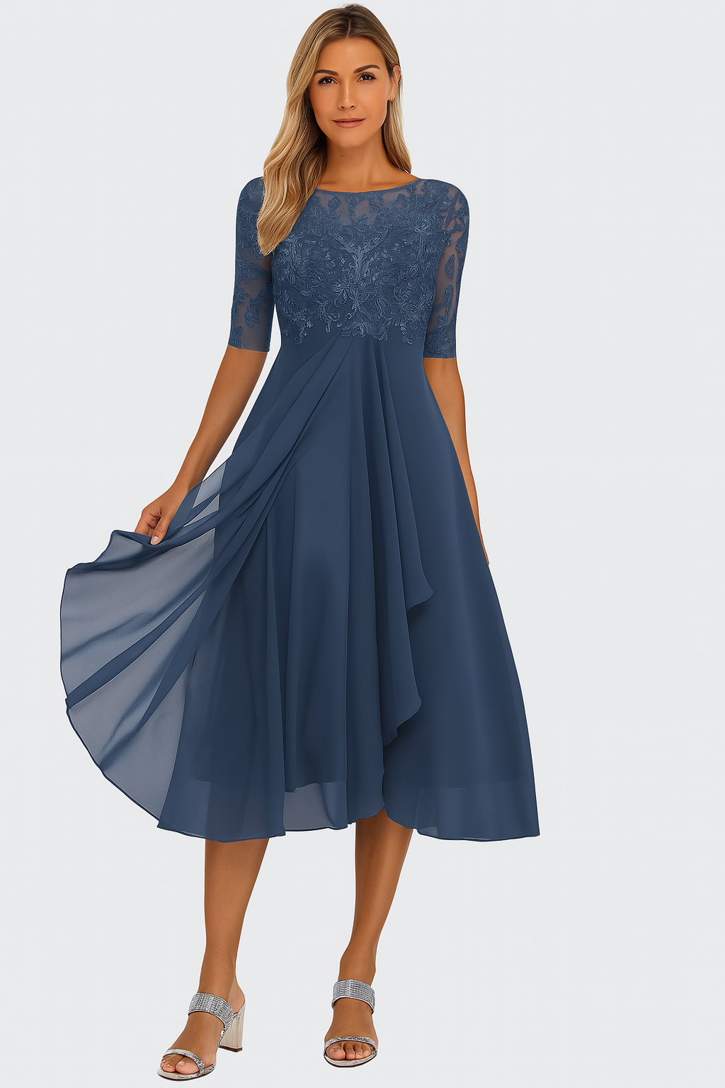 Ximena - Robe en Dentelle Élégante pour Femmes, Longueur Genoux