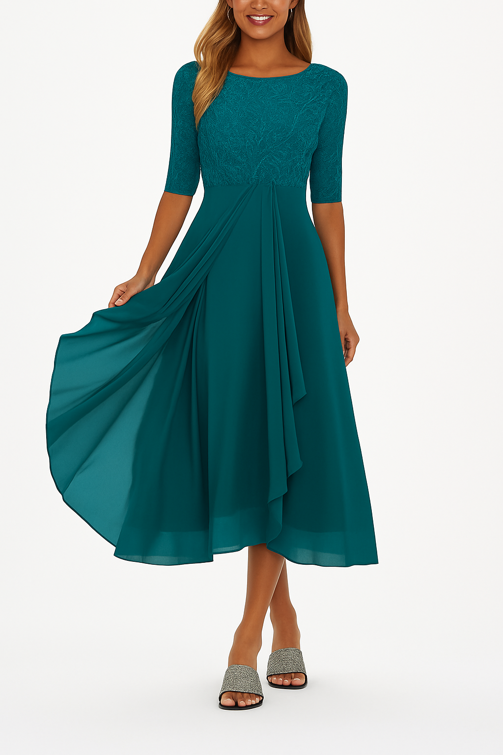 Ximena - Robe en Dentelle Élégante pour Femmes, Longueur Genoux