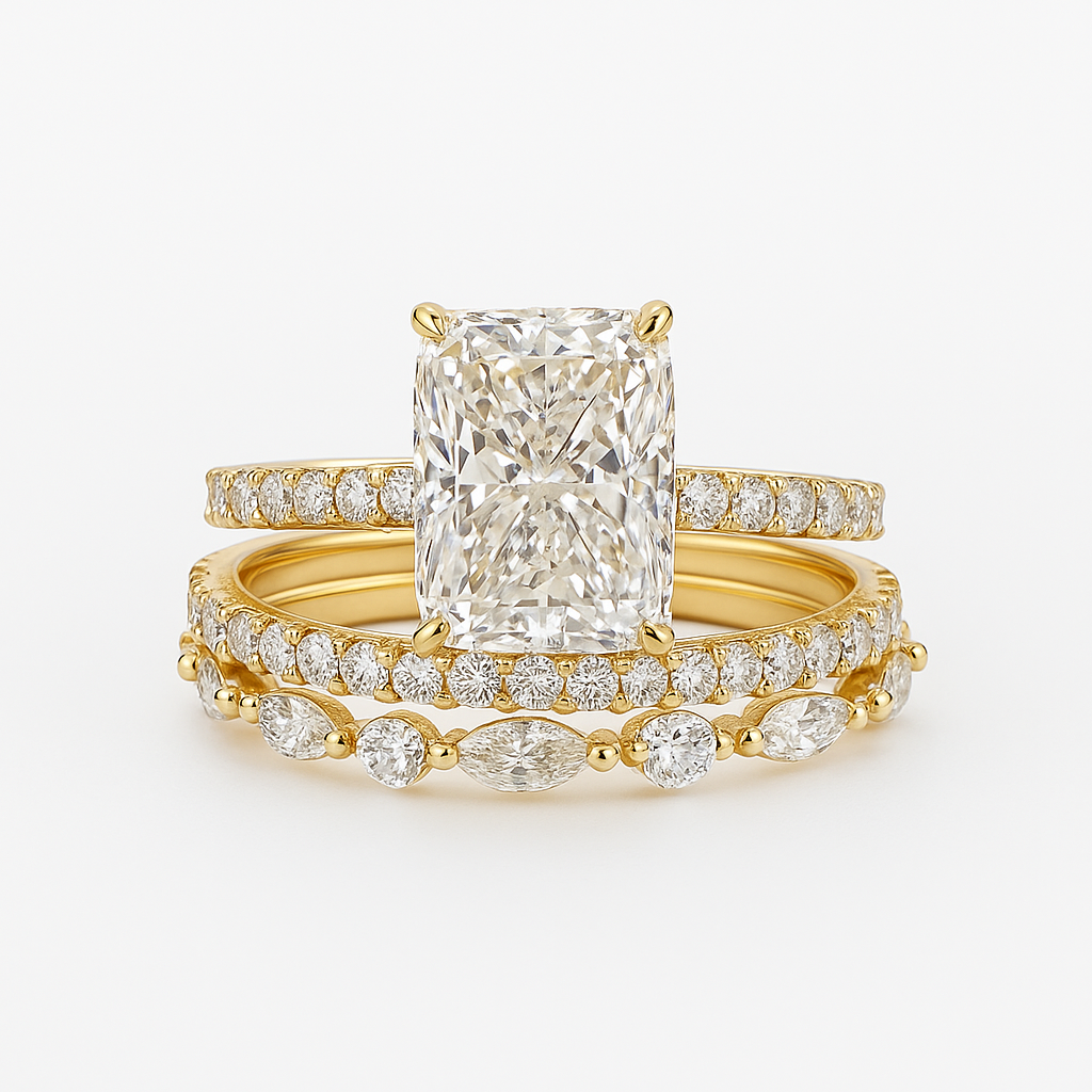 Jaily – Ensemble de 3 bagues de mariage élégantes