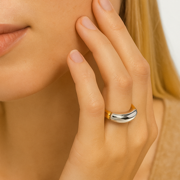 Ciela – Bague Bicolore en Acier de Titane Plaqué Or 18K