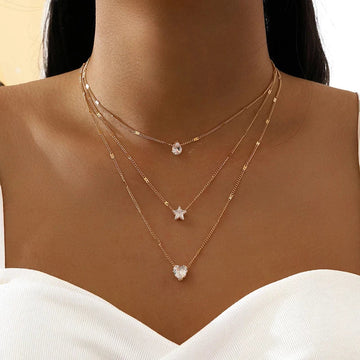 Sally – Chaîne avec trois pendentifs brillants