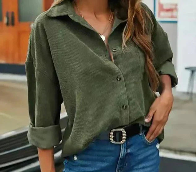 Wendela – Blouse en velours côtelé au style tendance