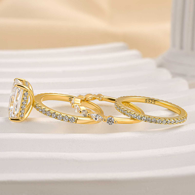 Jaily – Ensemble de 3 bagues de mariage en or 18K