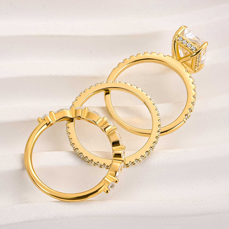 Jaily – Ensemble de 3 bagues de mariage en or 18K