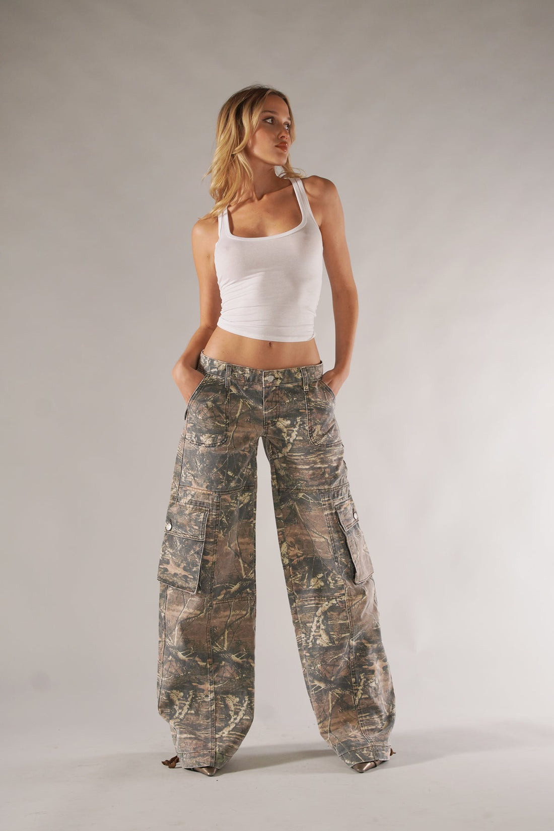 Odette - Pantalon cargo unisexe à motif camouflage