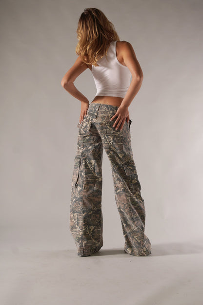 Odette - Pantalon cargo unisexe à motif camouflage