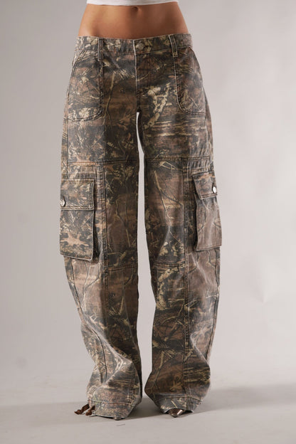Odette - Pantalon cargo unisexe à motif camouflage