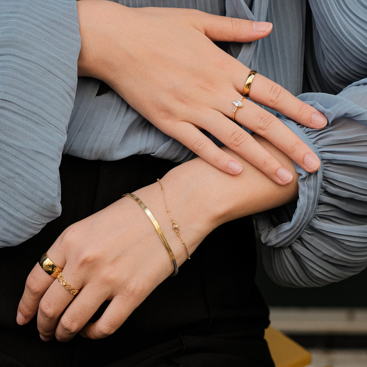 Jia - Bague en cœur haut