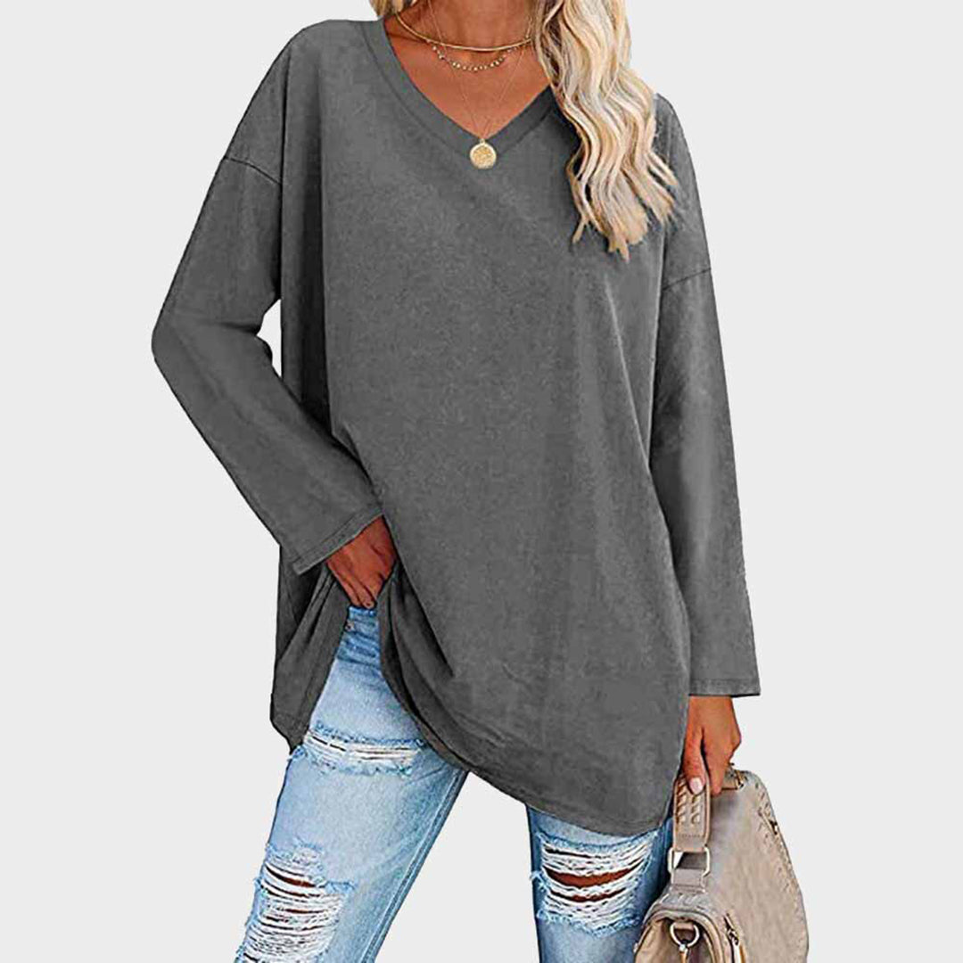 Ania - Blouse chic à col en V et manches longues