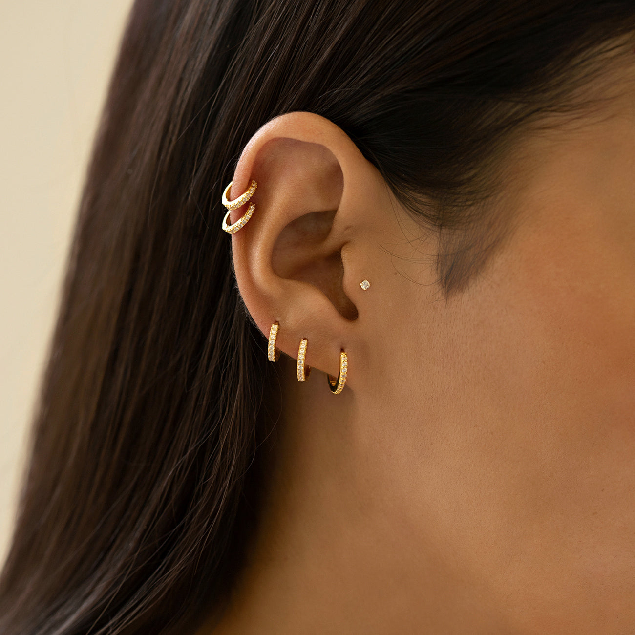 Pave - Boucles d'oreilles Huggie en Zirconium