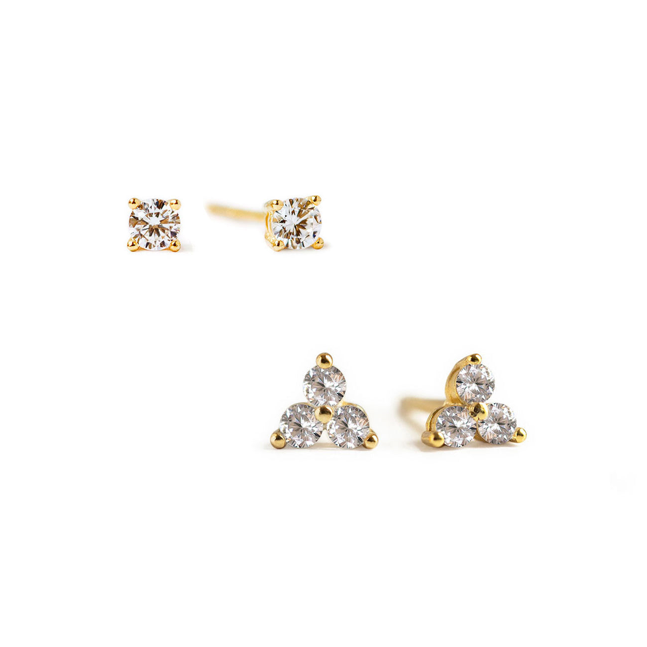 Ensemble de boucles d'oreilles trèfle miniature avec pavé
