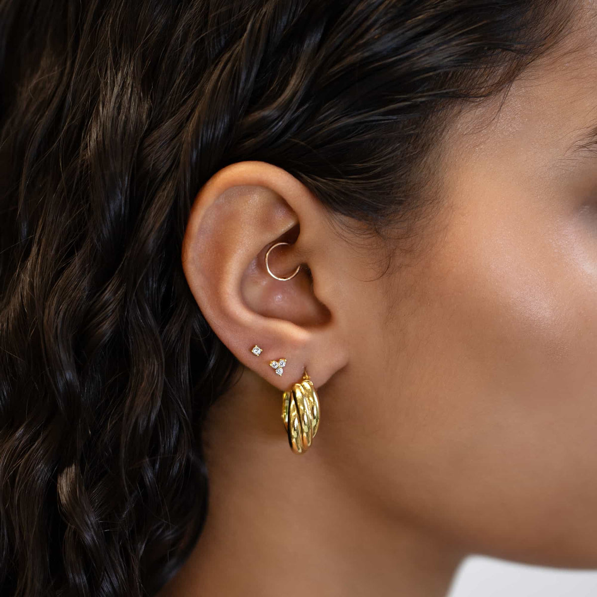 Boucles d'oreilles clover pavé minuscules
