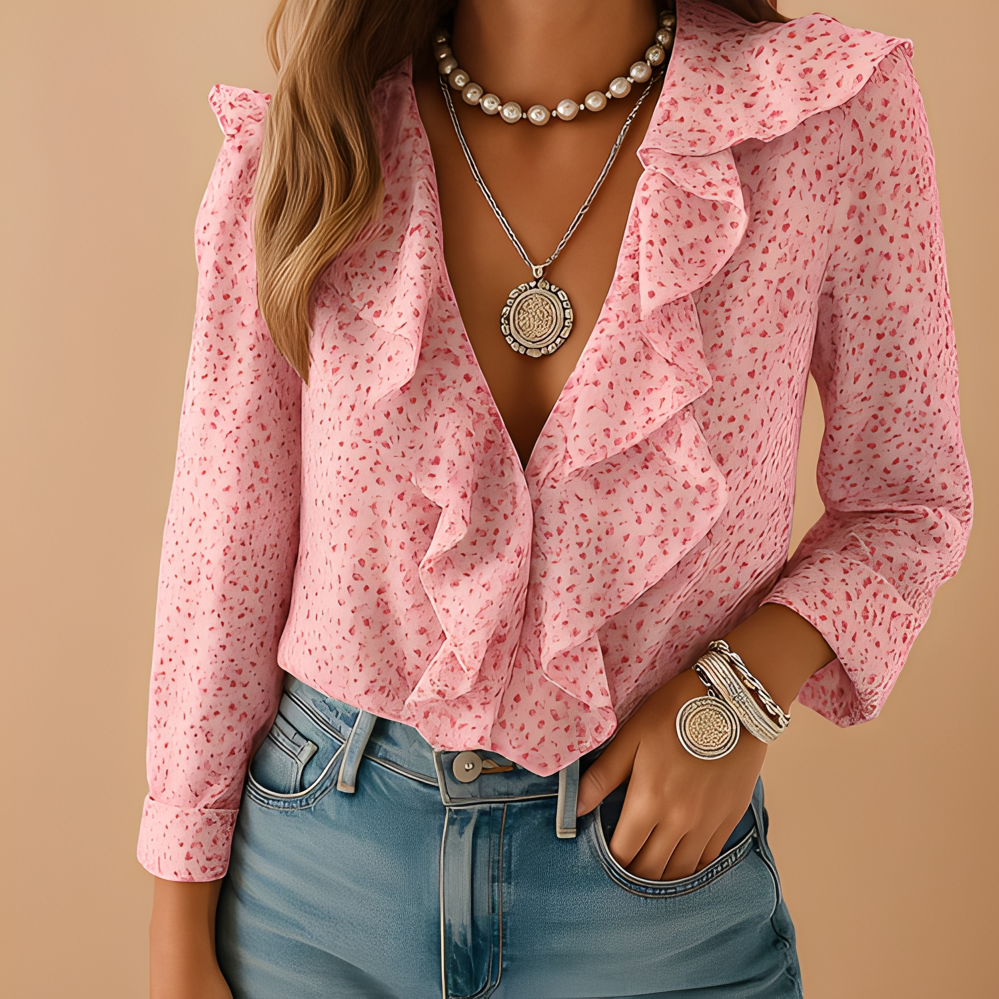 Aleida - Blouse élégante pour femmes avec manches longues et volants