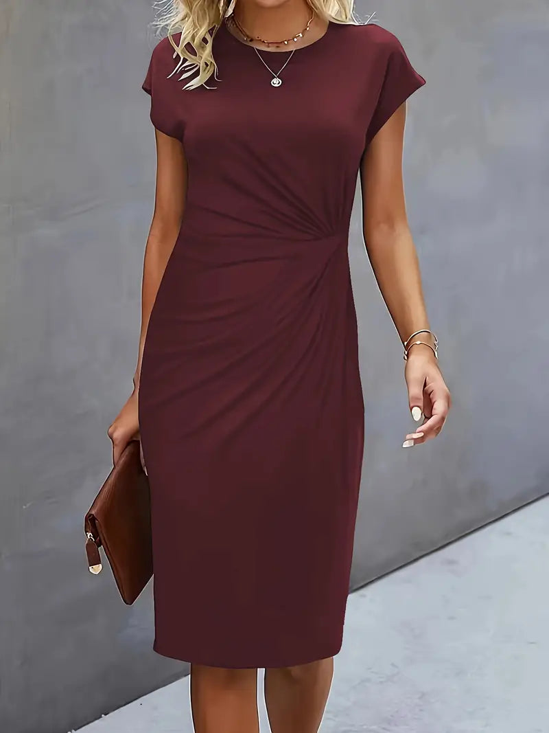 Reilly - Robe midi avec nœud devant pour femmes