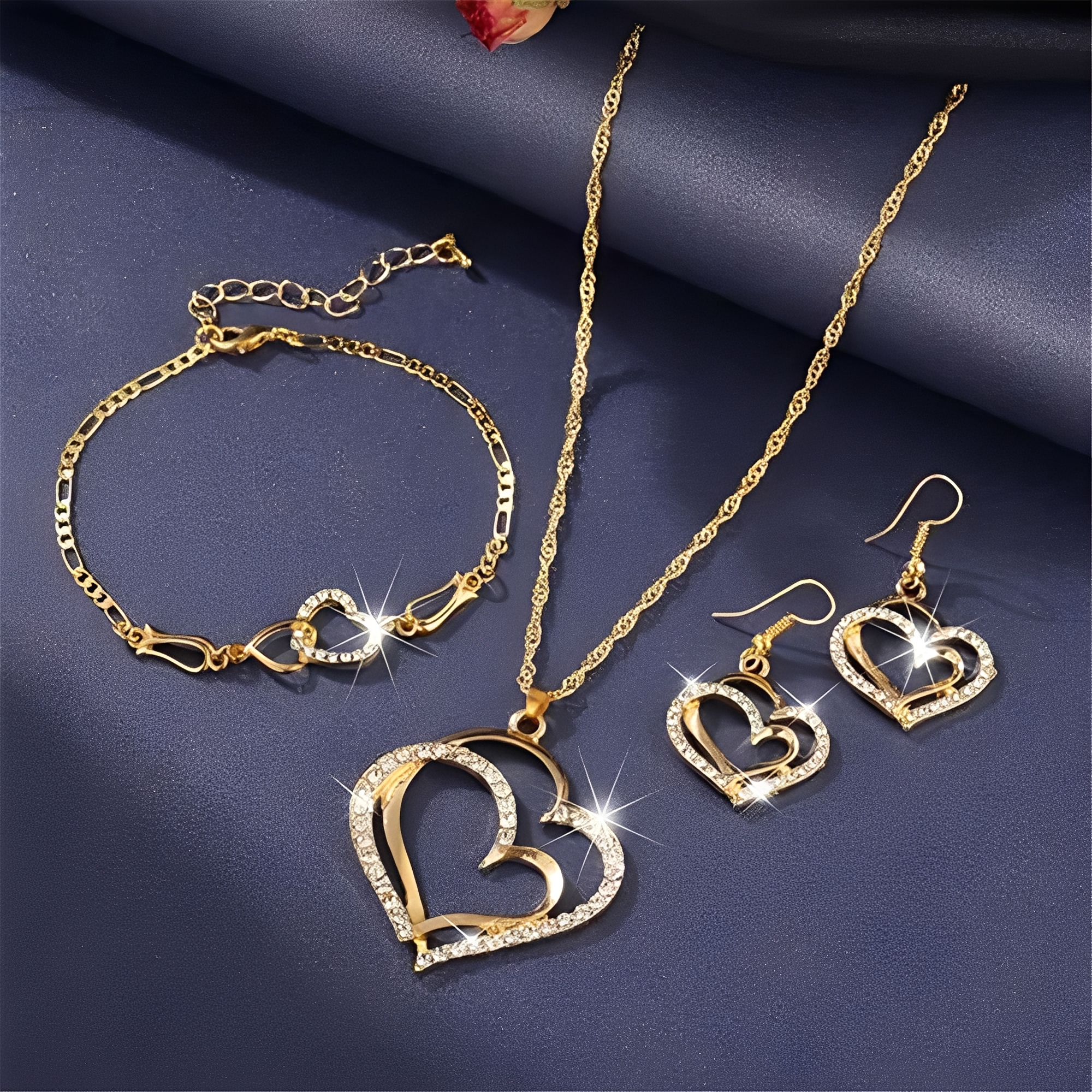 Celia – Ensemble Collier & Boucles d'oreilles Romantique en Or