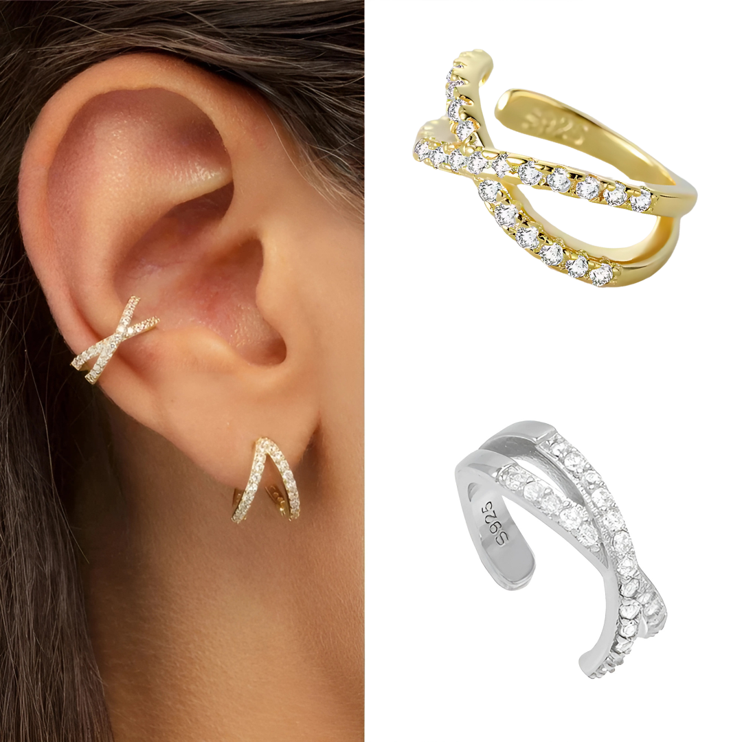 Noelle – Clip d'oreille à double couche et diamants