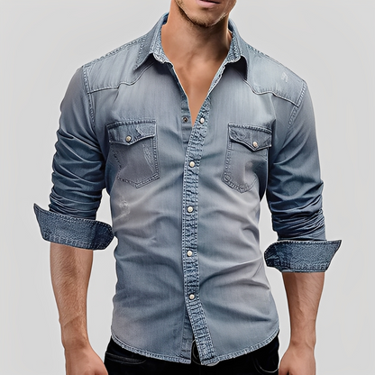 Antonin - Long-sleeved denim shirt for men