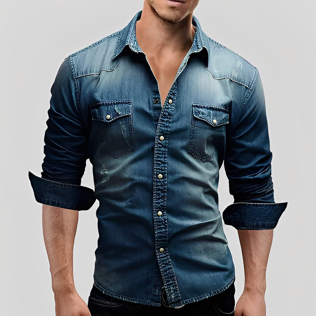 Antonin - Long-sleeved denim shirt for men