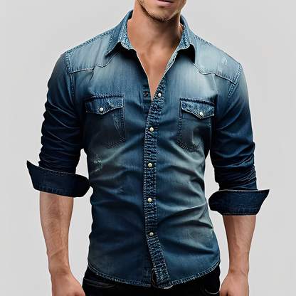 Antonin - Long-sleeved denim shirt for men