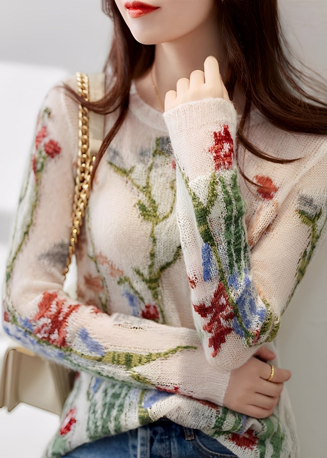Gisselle - Pull en tricot élégant avec motif à fleurs pour femmes