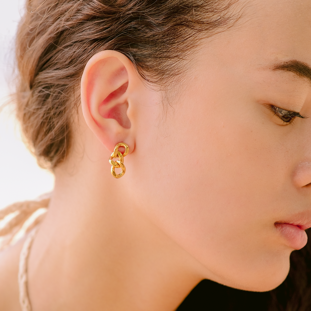 Lee - Boucle d'oreille en chaîne d'or