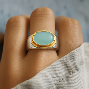 Gabi – Bague vintage avec pierre de lune verte