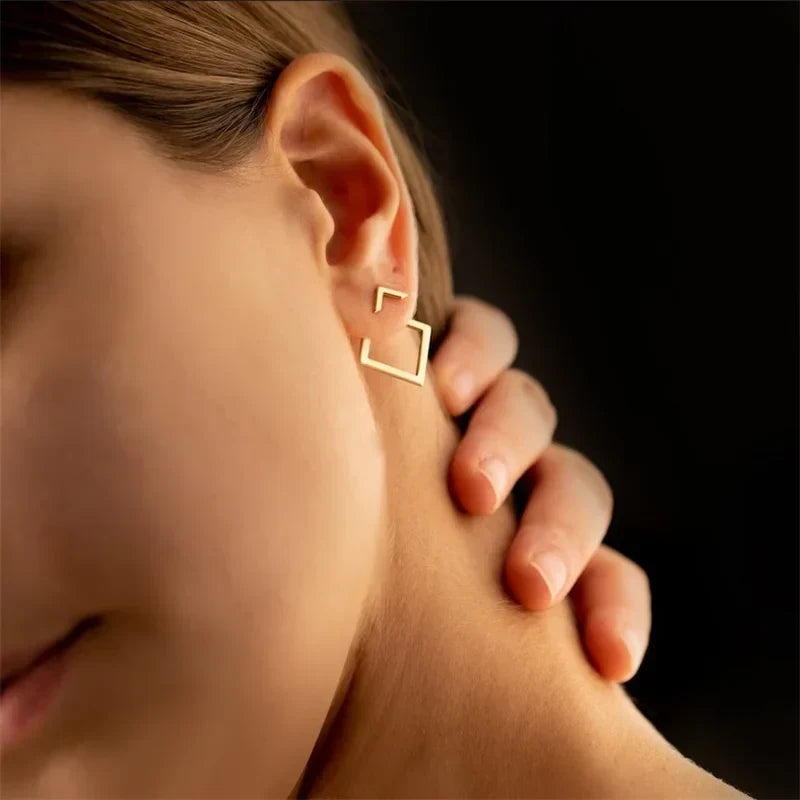 Losange connectant - Boucles d'Oreilles géométriques minimalistes
