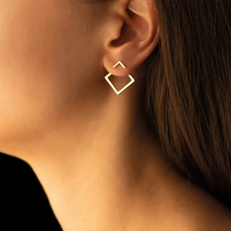Losange connectant - Boucles d'Oreilles géométriques minimalistes