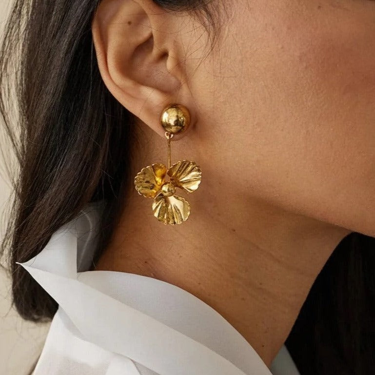 Brianna – Boucles d'oreilles Pensée Dorées