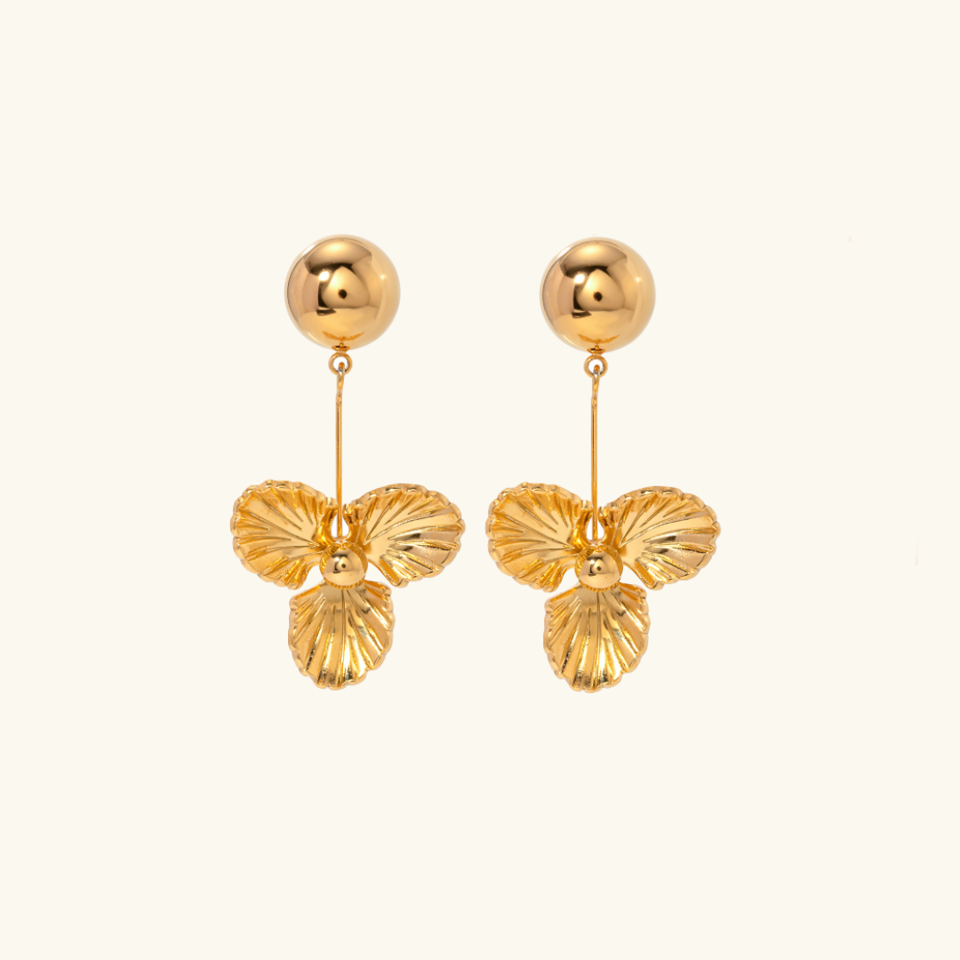 Brianna – Boucles d'oreilles Pensée Dorées
