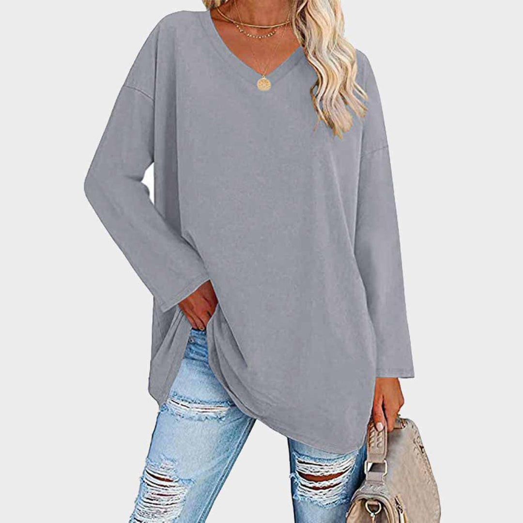 Ania - Blouse chic à col en V et manches longues