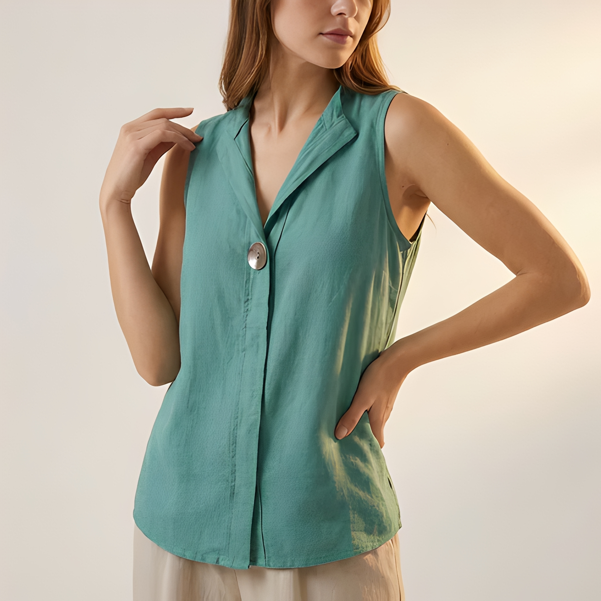 Janice - Blouse sans manches à coupe ample pour femme