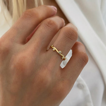 Willow – Bague feuille ajustable et brillante