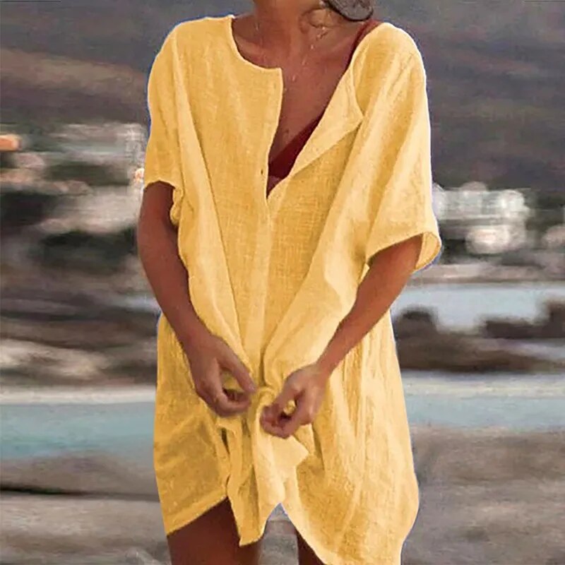 Hilda - Robe décontractée en coton et lin